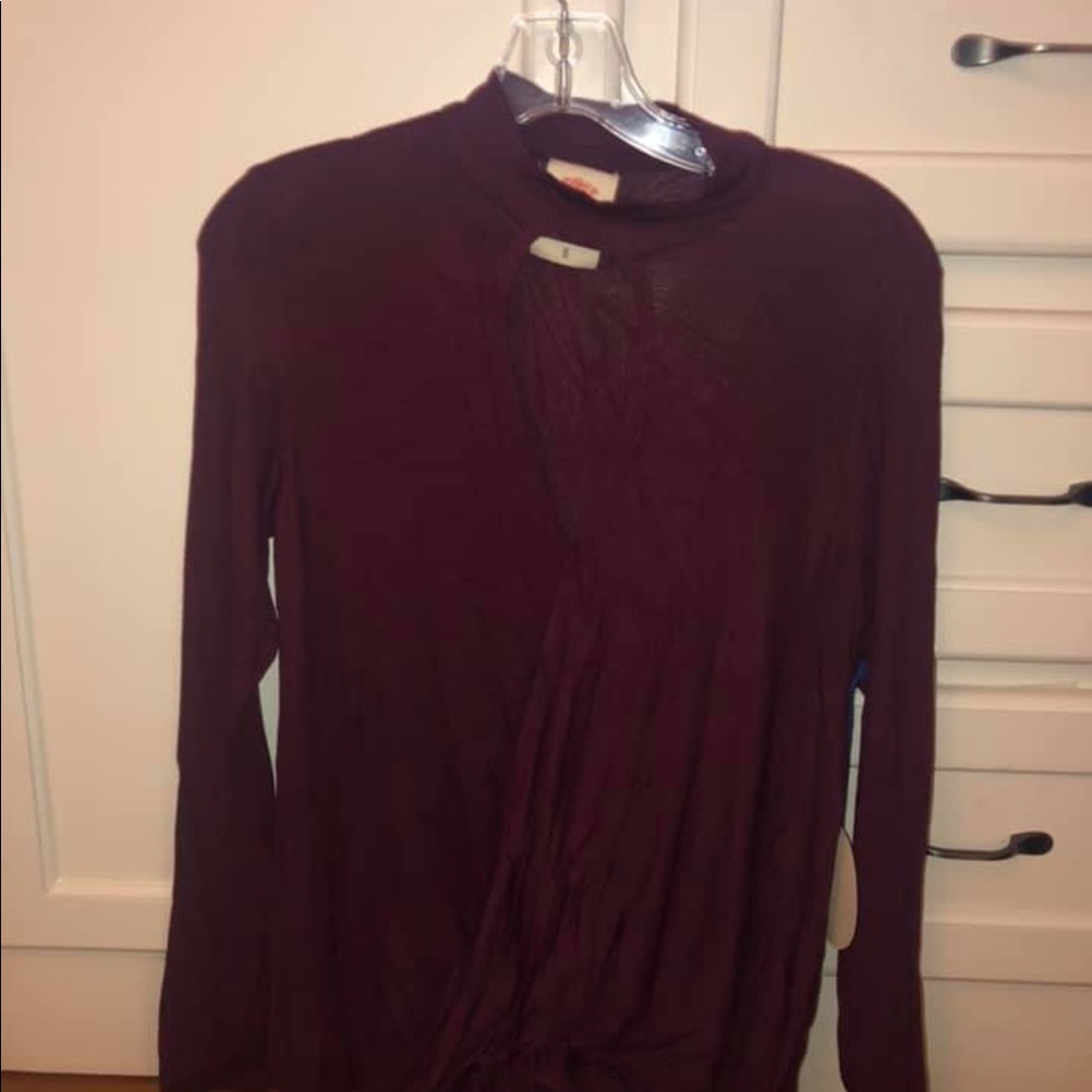 Maroon, Crossover front knit top
